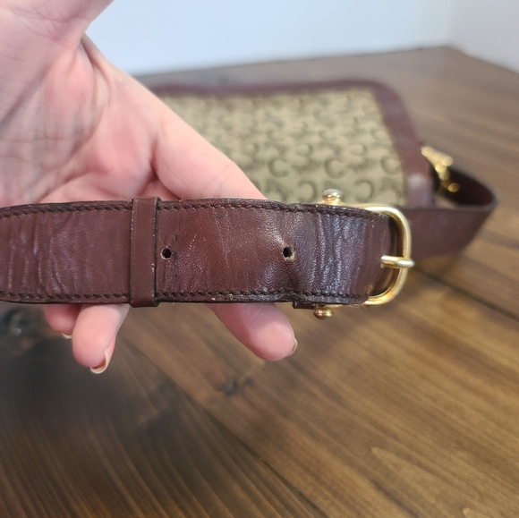 💥SALE Celine Macadam Carriage Rare has COA vintage leather canvas shoulder bag - Picture 3 of 16
